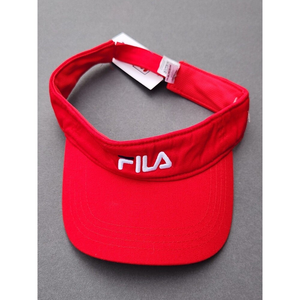 Fila Sunvisor Cap Hat Sun Visor Red Tennis Golf 100% Cotton